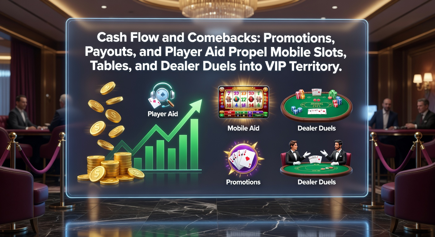 Vibrant mobile casino interface showcasing slots, table games, and live dealers with promotional overlays and quick payout icons