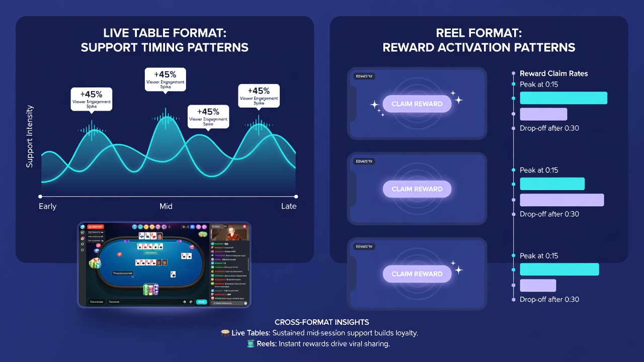 Analytics dashboard displaying support response times alongside reward activation logs for different casino game formats