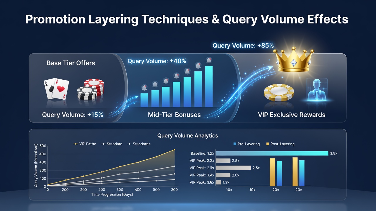 Analytics dashboard displaying query volume trends linked to layered VIP promotions in live casino apps