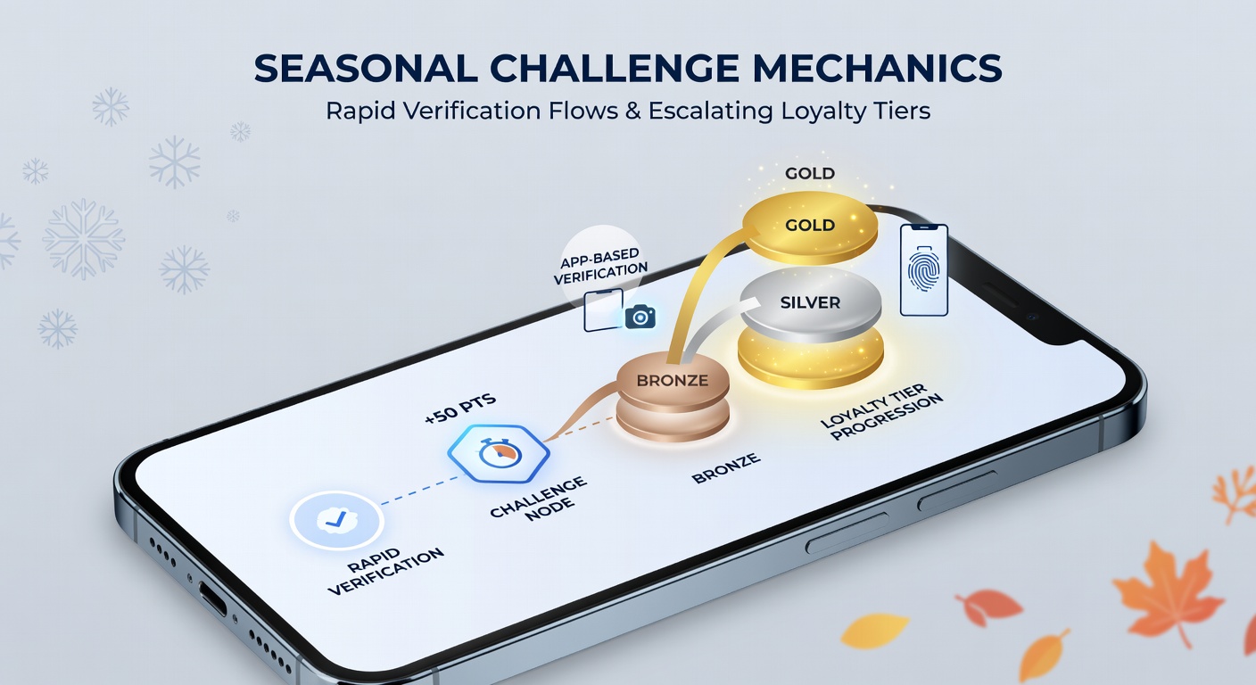 Loyalty tier dashboard displaying progress bars tied to verified card and roulette challenge completions