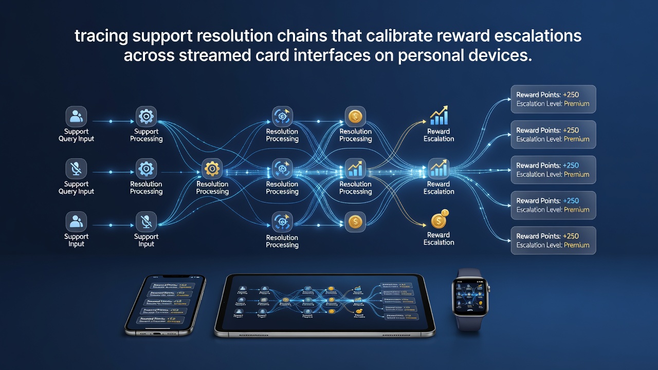 Support resolution workflow diagram showing ticket escalation paths in mobile card streaming apps